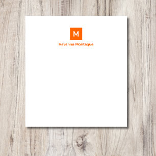 Sunset Orange Modern Chic Trendy Monogram Name Notepad