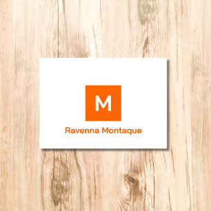Sunset Orange Modern Monogram Personalized Name Note Card
