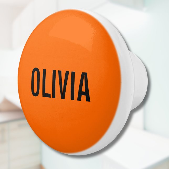 Sunset Orange Modern Name | Trendy Minimalist  Ceramic Knob (Creator Uploaded)