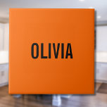 Sunset Orange Modern Name | Trendy Minimalist  Ceramic Tile<br><div class="desc">Neon Sunset Orange | Personalised Name,  Last Name | Modern and Elegant | Classic Design | Trendy Colour | Stylish and Fashion | Minimalist | Novelty</div>