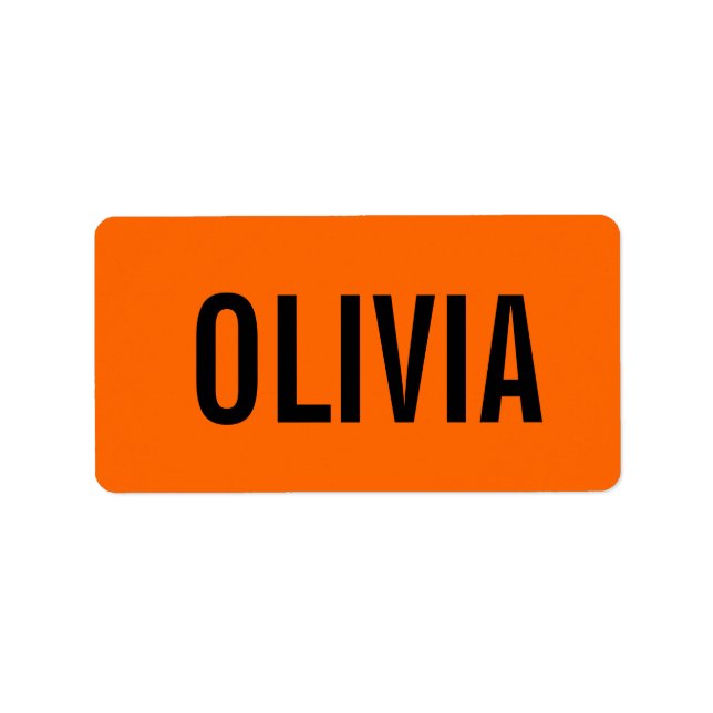 Sunset Orange Modern Name | Trendy Minimalist  Label (Front)