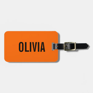 Sunset Orange Modern Name Trendy Minimalist Luggage Tag