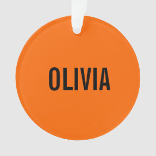 Sunset Orange Modern Name Trendy Minimalist Ornament