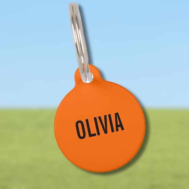 Sunset Orange Modern Name | Trendy Minimalist  Pet Tag (Creator Uploaded)