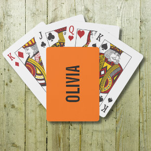 Sunset Orange Modern Name   Trendy Minimalist  Playing Cards