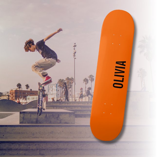 Sunset Orange Modern Name | Trendy Minimalist  Skateboard (Creator Uploaded)
