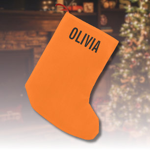 Sunset Orange Modern Name   Trendy Minimalist  Small Christmas Stocking