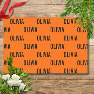 Sunset Orange Modern Name   Trendy Minimalist  Tissue Paper