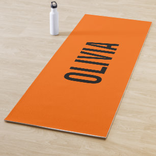 Sunset Orange Modern Name   Trendy Minimalist  Yoga Mat