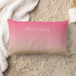 Sunset Orange Pink Ombré Custom Name Lumbar Cushion