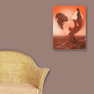 Sunset-Orange Rooster Country Farm Animal Canvas Print