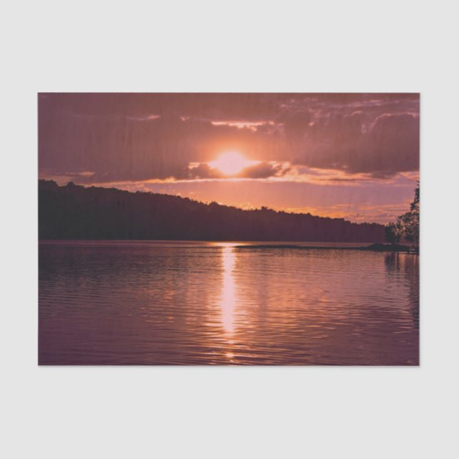 Sunset Orange Scenery Coastal Beach Decoupage Tissue Paper (Front)