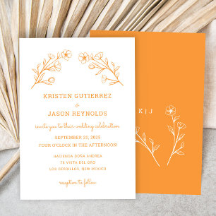 Sunset Orange Wildflower Wedding Invitation