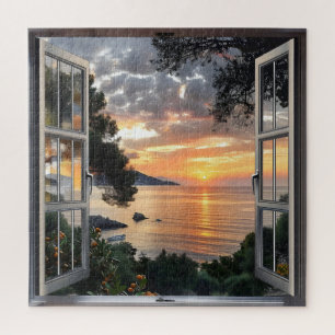 Sunset ove Bay Window View Jigsaw Puzzle