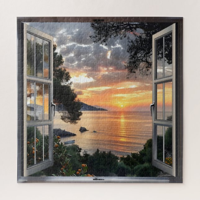 Sunset ove Bay Window View Jigsaw Puzzle (Vertical)