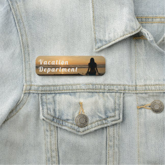 Sunset Over a Quiet Beach Name Tag