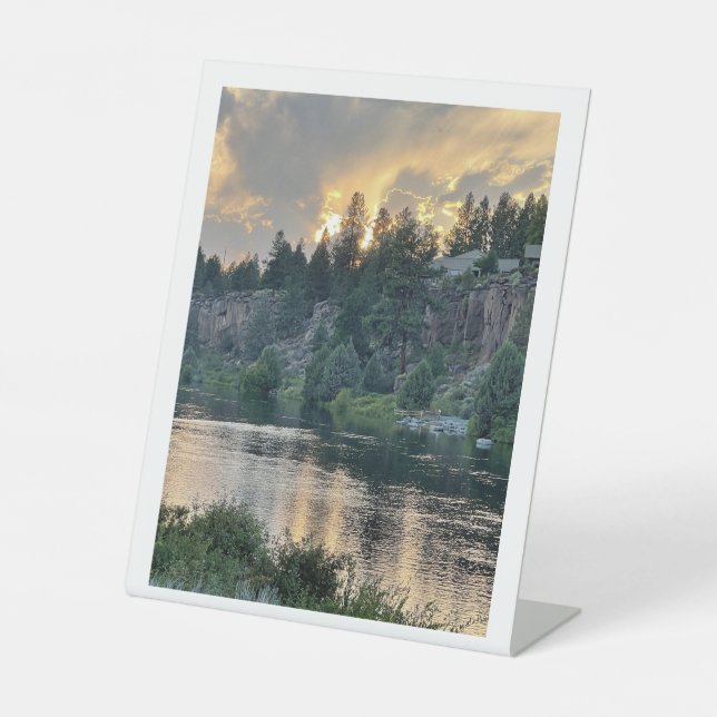 Sunset Over a River Pedestal Sign (Front)