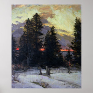 Sunset over a Winter Landscape, c.1902 Poster