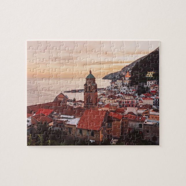 Sunset Over Amalfi Coastal Town Italy Jigsaw Puzzle (Horizontal)