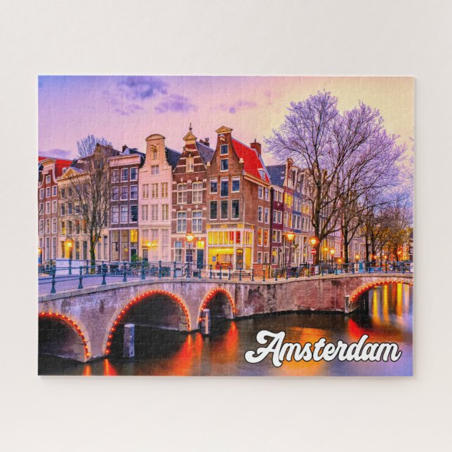 Sunset Over Amsterdam, Netherlands Jigsaw Puzzle (Horizontal)