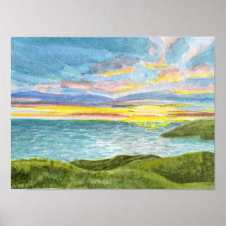 Sunset Over Annestown Beach in Wexford, Ireland Poster