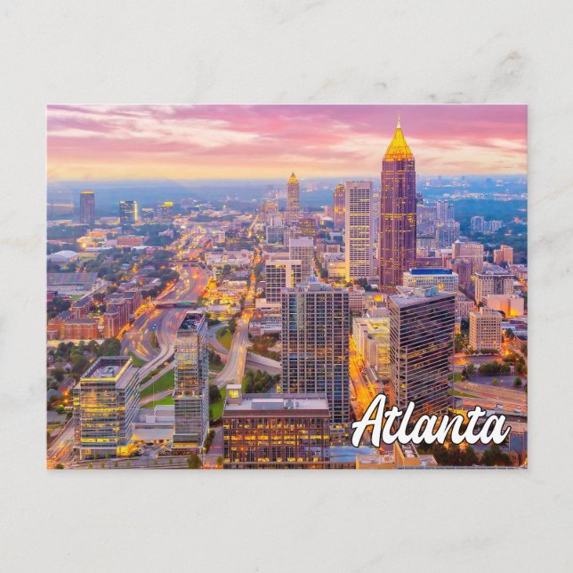 Sunset Over Atlanta, Georgia, United States Postcard (Front)