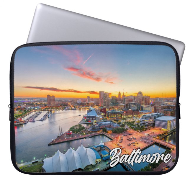 Sunset Over Baltimore, Maryland, USA Laptop Sleeve (Front)