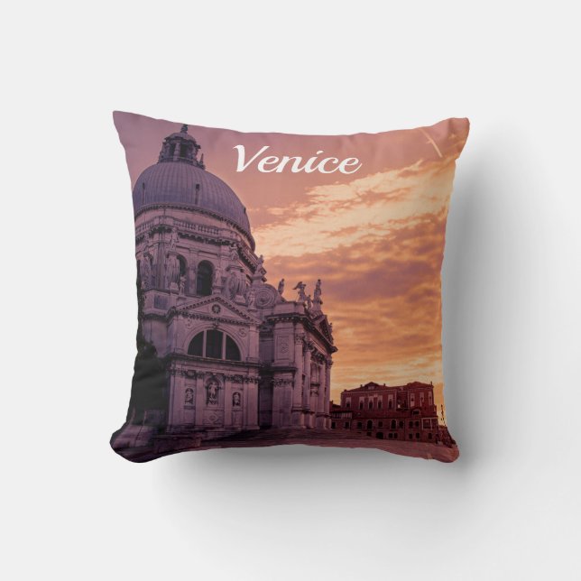 Sunset over Basilica in Venice Cushion (Front)
