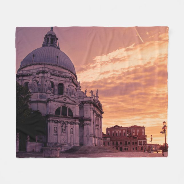 Sunset over Basilica in Venice Fleece Blanket (Front (Horizontal))