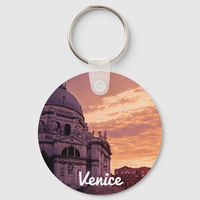 Sunset over Basilica in Venice Key Ring (Front)
