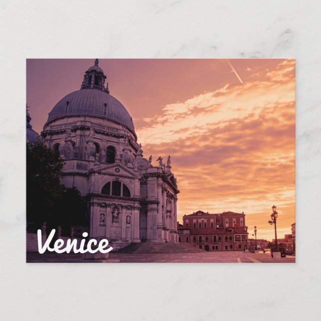 Sunset over Basilica in Venice Postcard (Front)