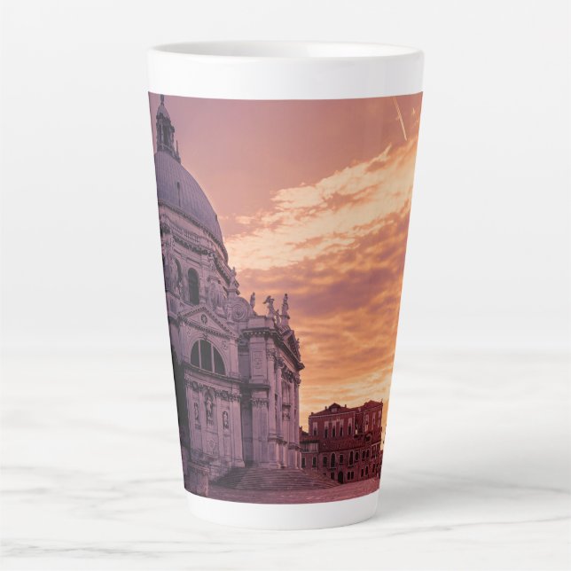 Sunset over Basilica in Venice Square Latte Mug (Front)