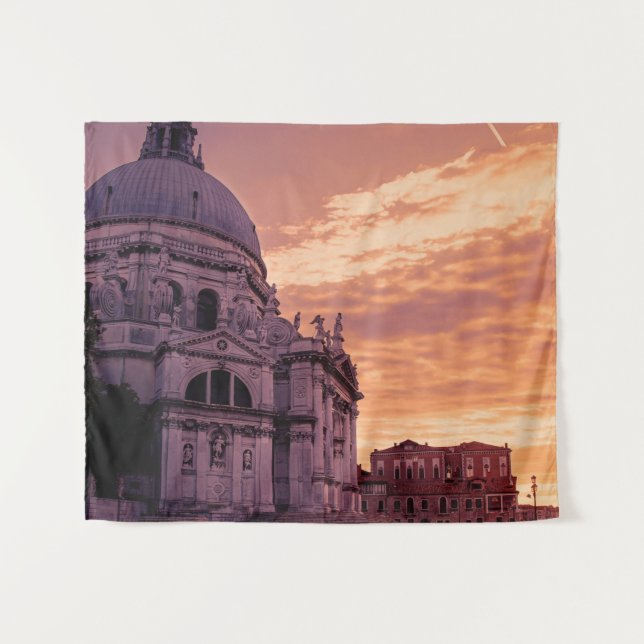 Sunset over Basilica in Venice Tapestry (Front (Horizontal))