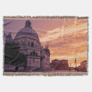 Sunset over Basilica in Venice Throw Blanket