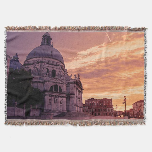 Sunset over Basilica in Venice Throw Blanket (Front)