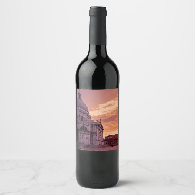 Sunset over Basilica in Venice Wine Label (Front)