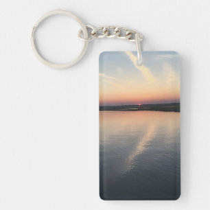 Sunset Over Bay - Double-sided Keychain, Rectangle Key Ring