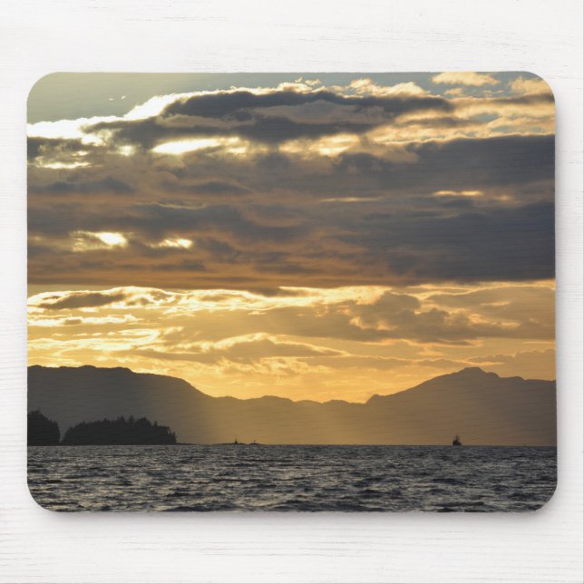Sunset Over Bay Of Ketchikan Mouse Pad (Front)