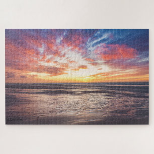 Sunset over beach and sea jigsaw puzzle