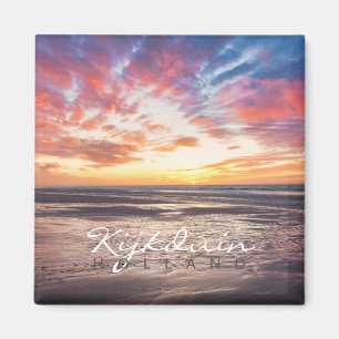 Sunset over beach and sea magnet