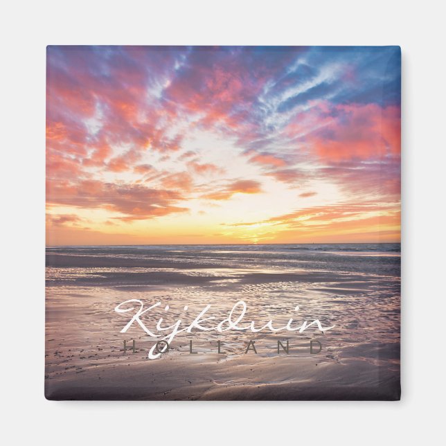 Sunset over beach and sea magnet (Front)