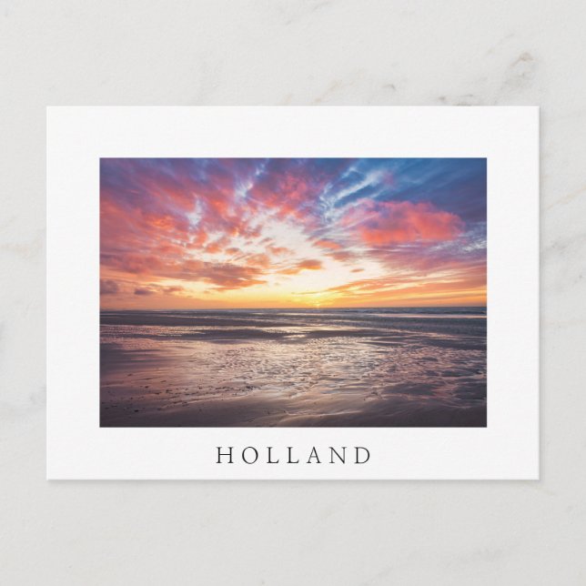 Sunset over beach and sea postcard (Front)