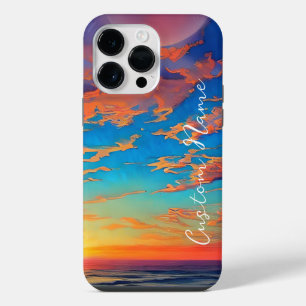 Sunset over beautiful clear blue ocean water iPhone 14 pro max case