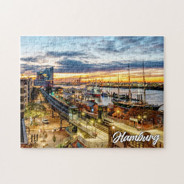 Sunset Over Beautiful Hamburg, Germany Jigsaw Puzzle (Horizontal)