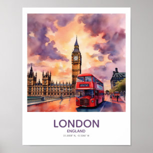 Sunset Over Big Ben - London, England Poster