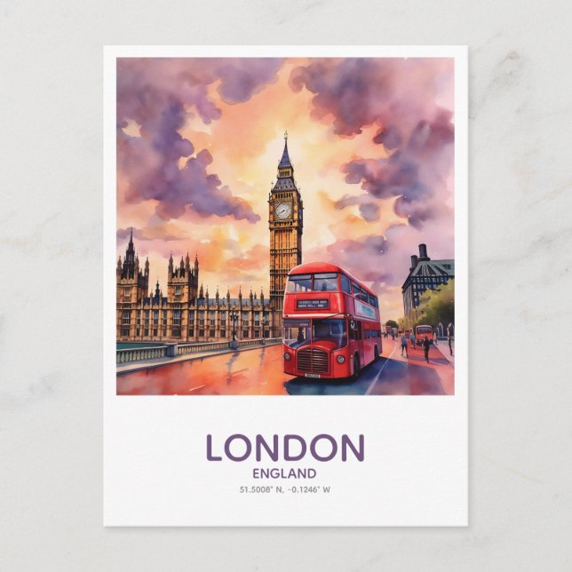 Sunset Over Big Ben - Save the Date in England Postcard (Front)
