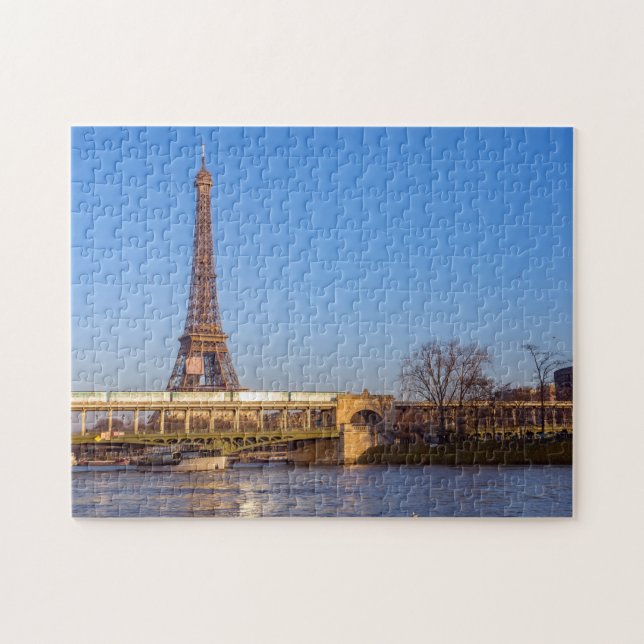 Sunset over Bir-hakeim bridge - Paris, France Jigsaw Puzzle (Horizontal)