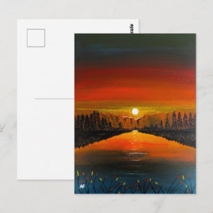 Sunset over Canyon Lake Painting by Alfred Fox Postcard