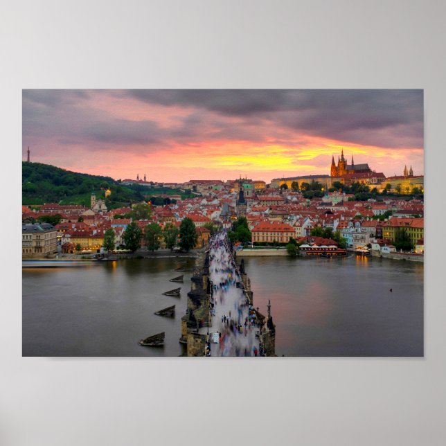 Sunset over Charles Bridge Poster (Front)
