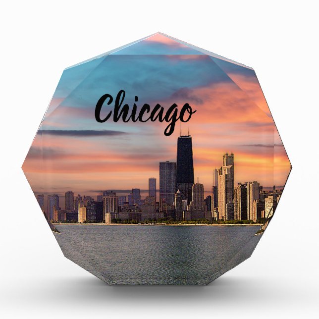 Sunset Over Chicago Photo Block (Front)